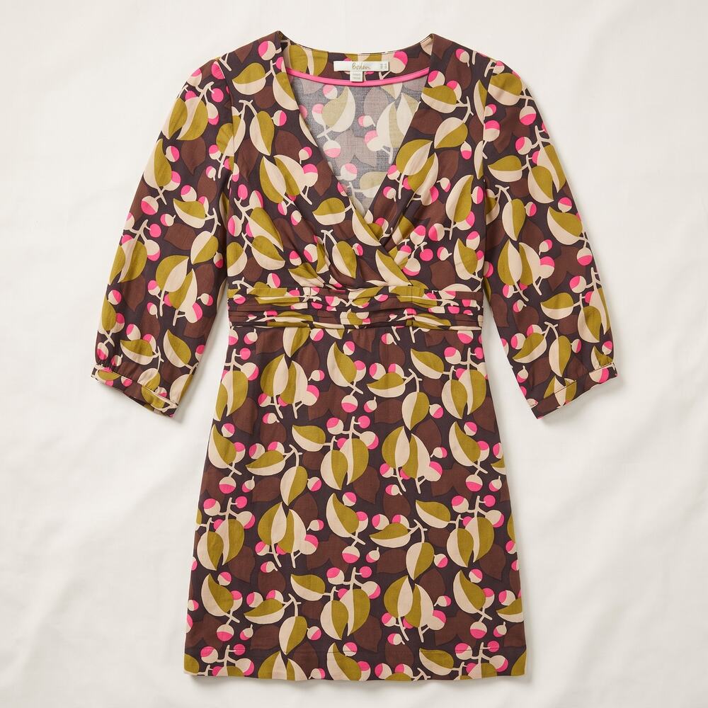 Boden Womens XS Boho Retro Cottagecore Canterbury Wrap Dress V-Neck Side Zip